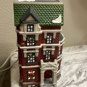 Holiday Time Brick Village Bank with Green Roof